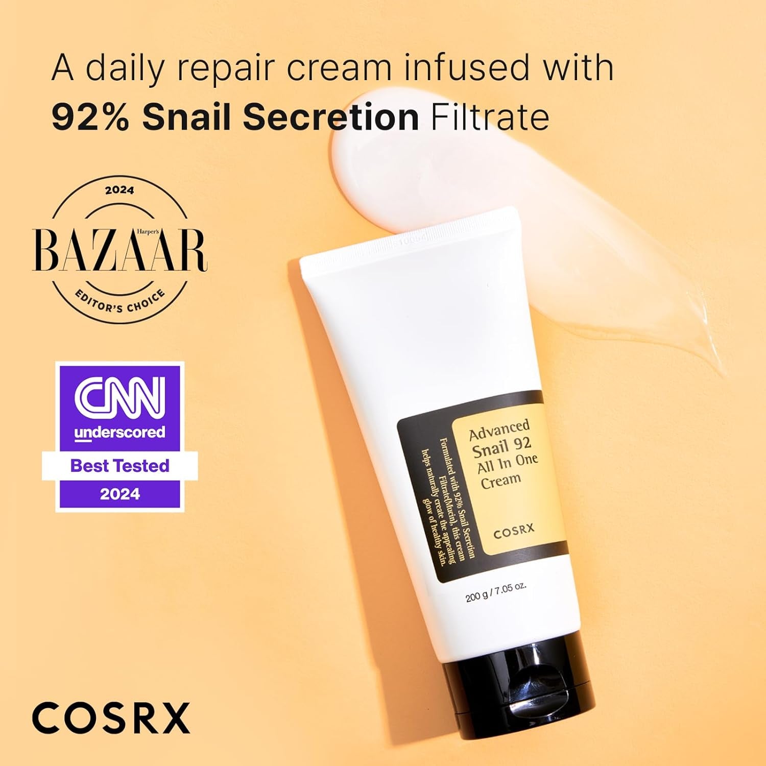 Advanced Snail 92 All in One Cream, 7.05Oz/200G (Large Size), Snail Mucin Secretion Daily Face Gel Moisturiser for Dry Skin, Sensitive Skin, Korean Skincare