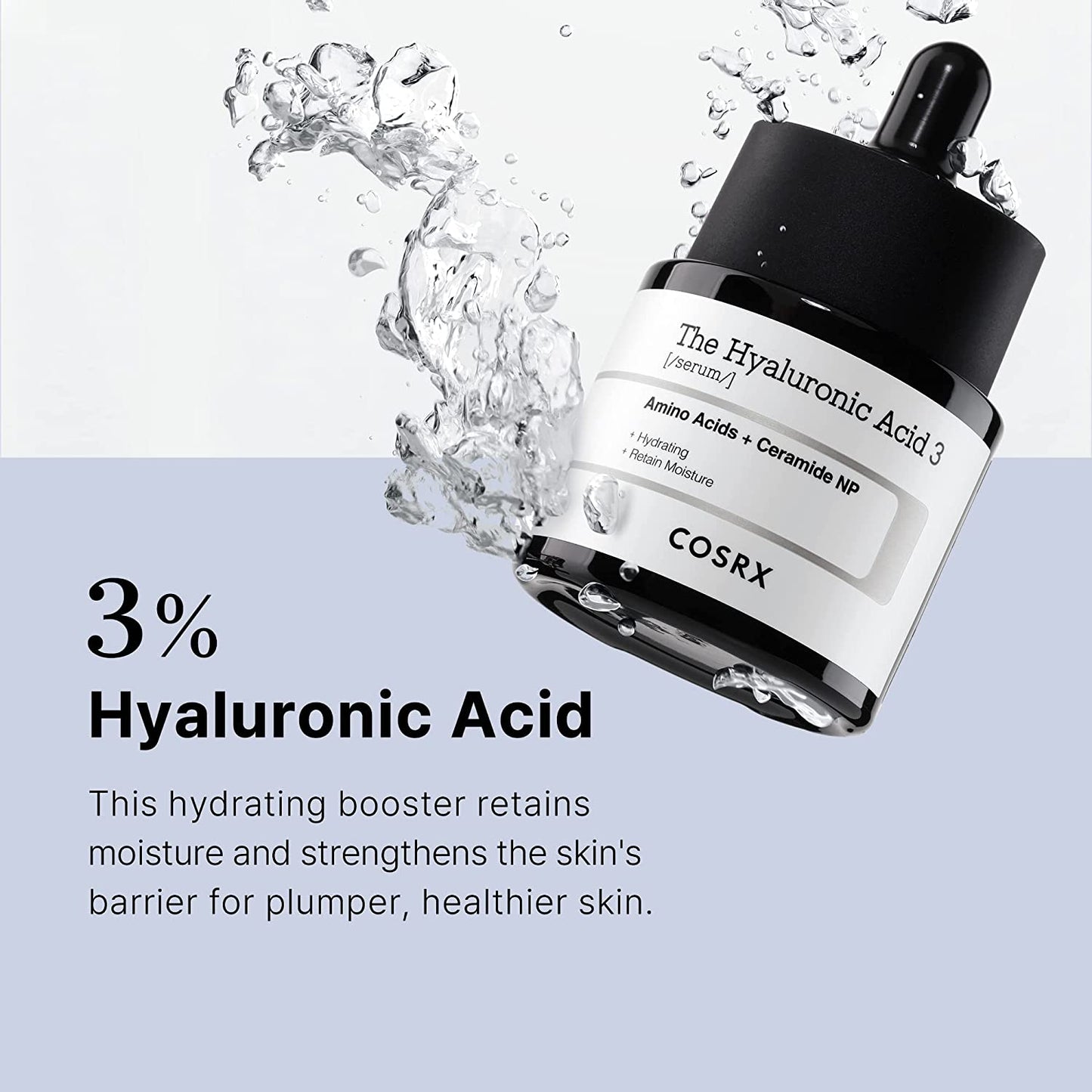 Pure Hyaluronic Acid 3% Serum with Sodium Hyaluronic Acid, Hydration & Moisture Boosting Facial Serum for Fine Lines and Wrinkles, Plump and Repair Dry Skin, Korean Skincare 0.67 Fl.Oz / 20 Ml