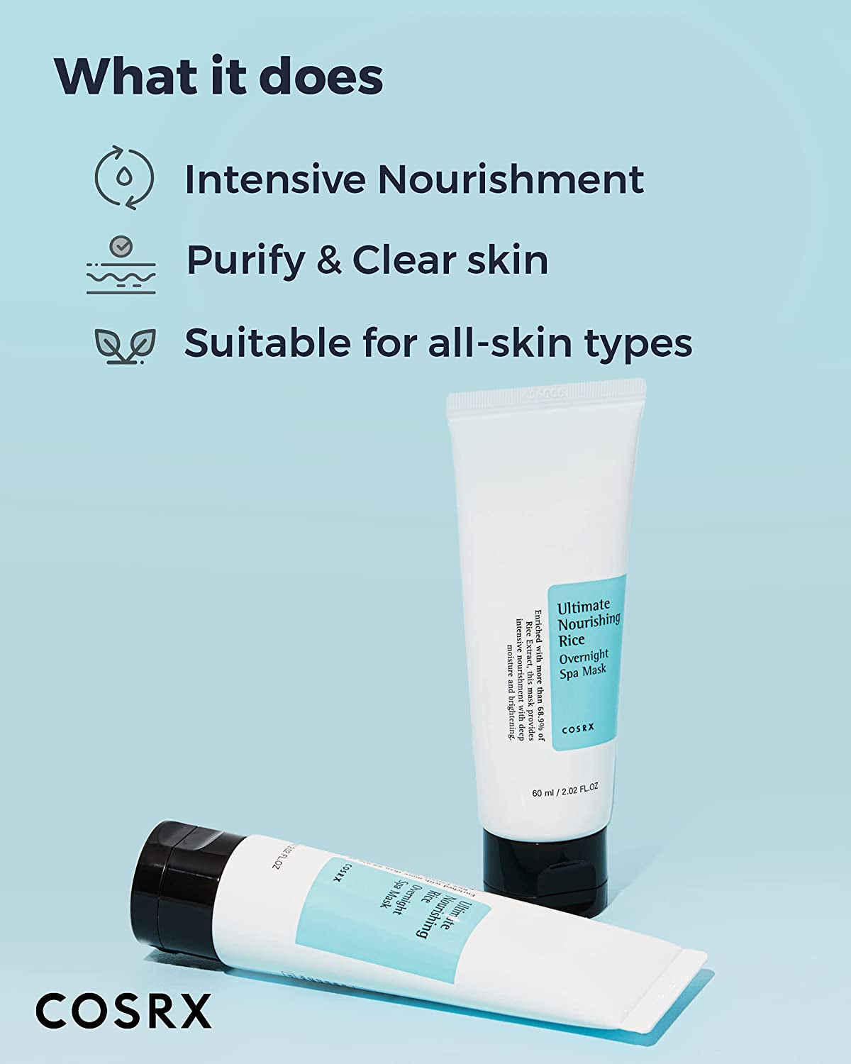 Ultimate Nourishing Rice Overnight Spa Mask, 60Ml | Facial Moisturizer with Rice Extract and Niacinamide | Leave-On Face Mask | Korean Skincare